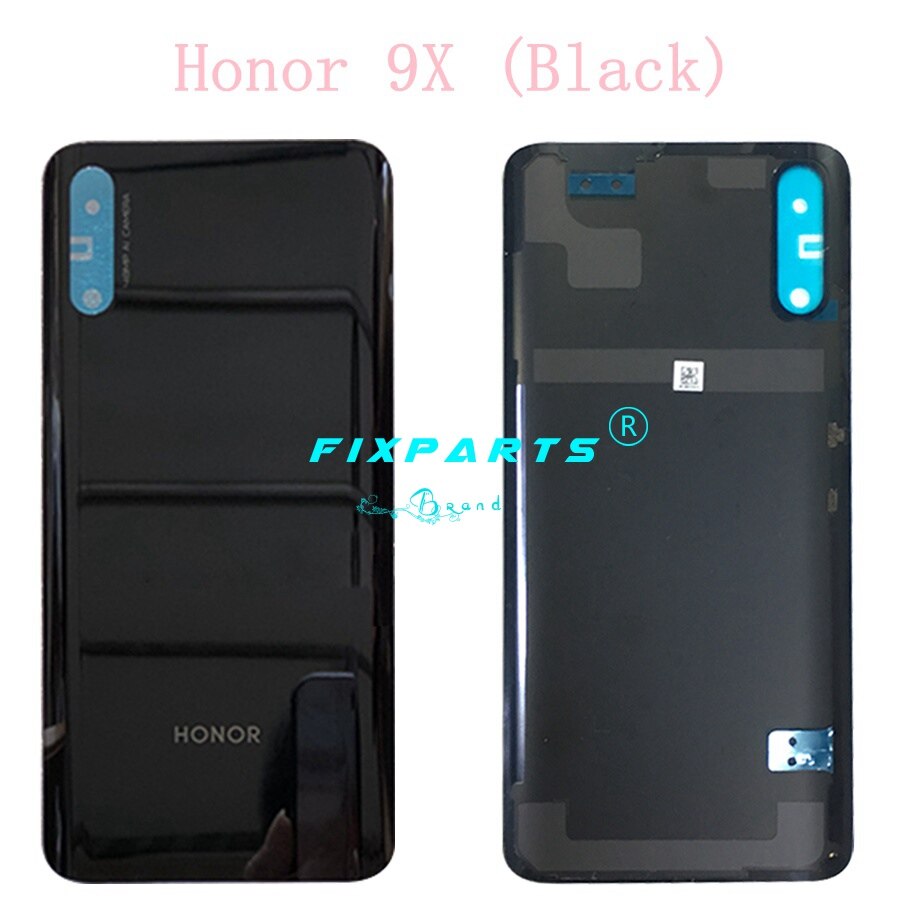 cristal trasero para Huawei Honor 9X, Panel de cubierta de batería para puerta trasera, carcasa de repuesto para Huawei Honor 9X Pro, funda de batería: Black (9X)