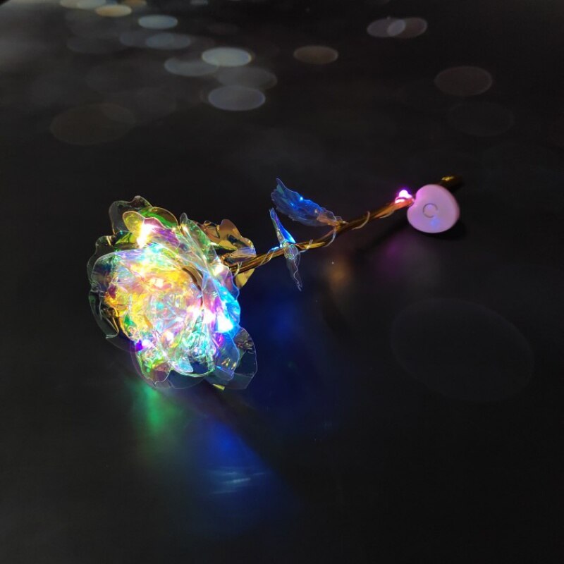 Kunstige blomster 24k foliebelagt gull rose blomster led belysning rose bryllup dekor golden rose #39 dekorasjon