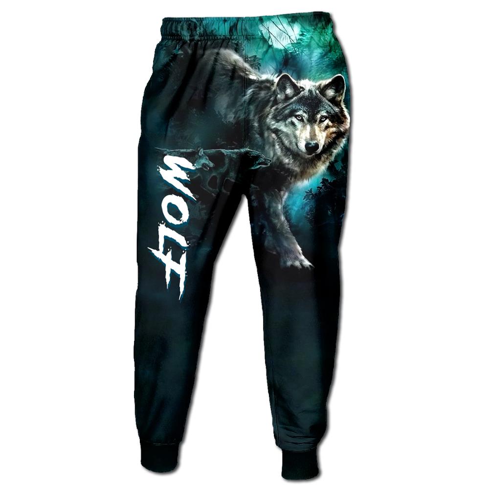 Redcats moda męska 3D spodnie dresowe na co dzień nadruk z wilkiem fajne spodnie: XL