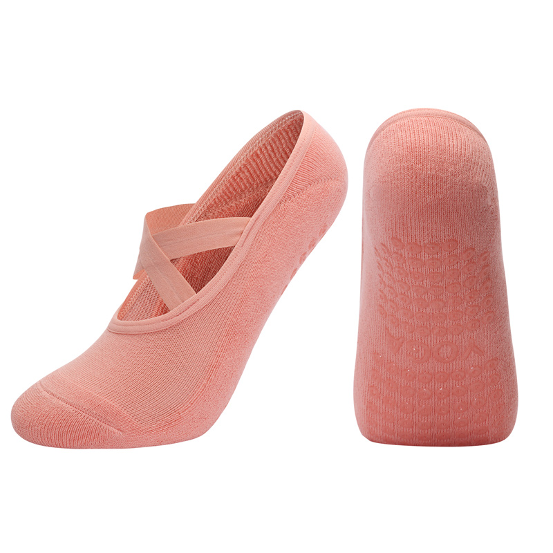 Femmes respirant serviette bas Yoga chaussettes Silicone anti-dérapant pansement Pilates chaussette dames Ballet danse Fitness entraînement coton chaussettes: Kaki