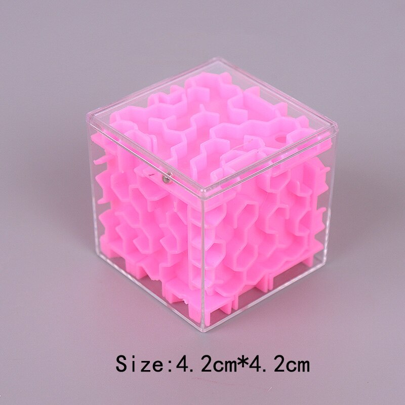 Speelgoed Voor Tieners 3D Doolhof Magische Kubus Puzzel Transparante Zeskantige Speed Cube Rollende Bal Game Cubos Doolhof Kinderen educatief: Pink 4.2CM