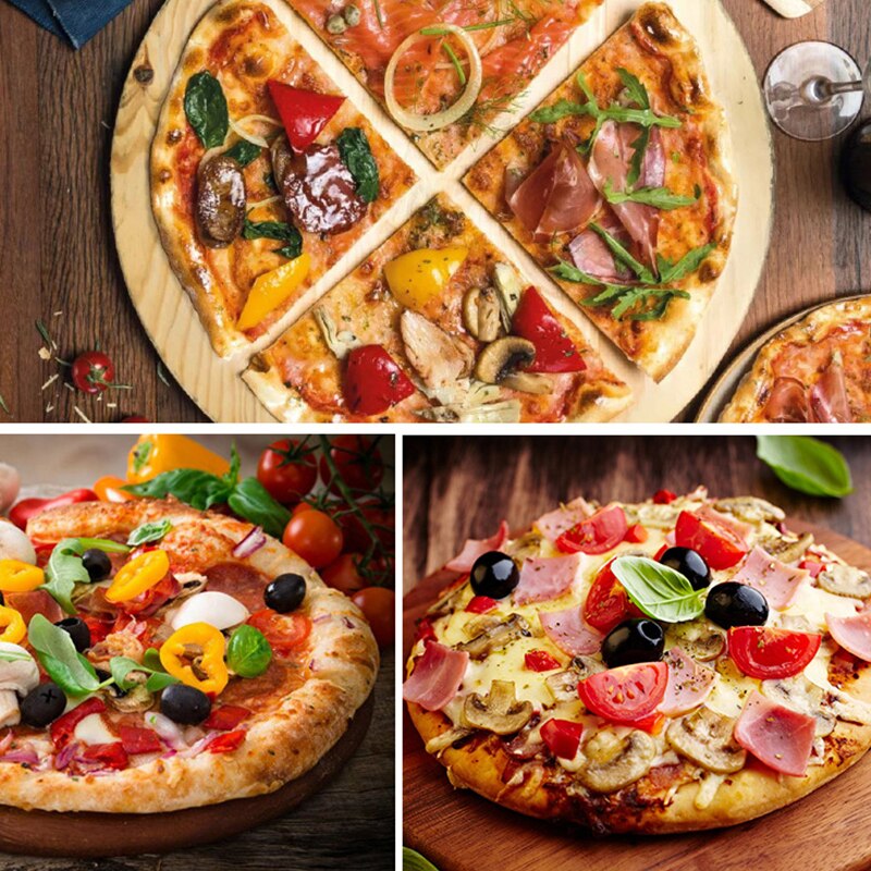 10 Inch Pizza Shovel Stainless Steel Pizza Stone Pan Wooden Handle Big Round Spatula Cake Pizza Safe Transfer Baking Tools