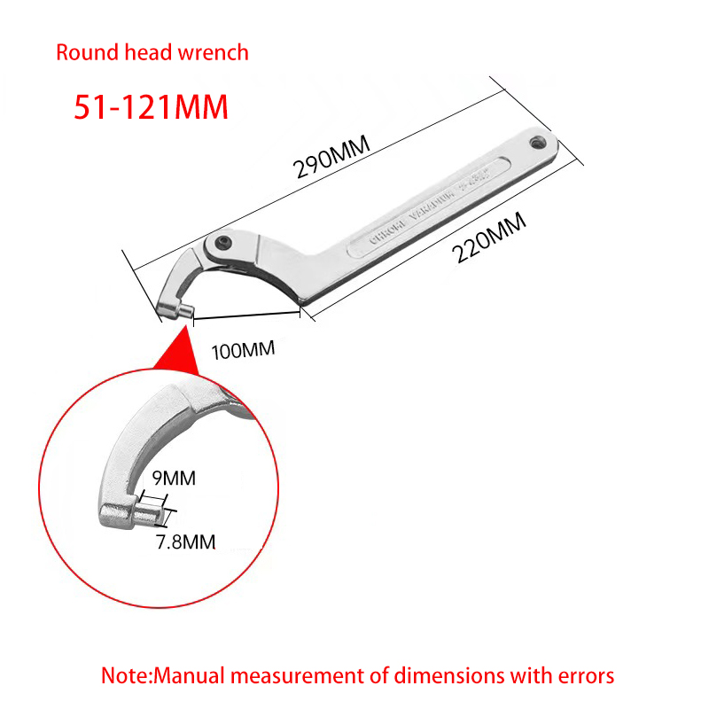 Adjustable Wrench Hook Spanner Square/Round Head CR-V Spanner For Round Bolt Maintenance Dismantling Tools 19-51/32-76/51-120mm: Blue