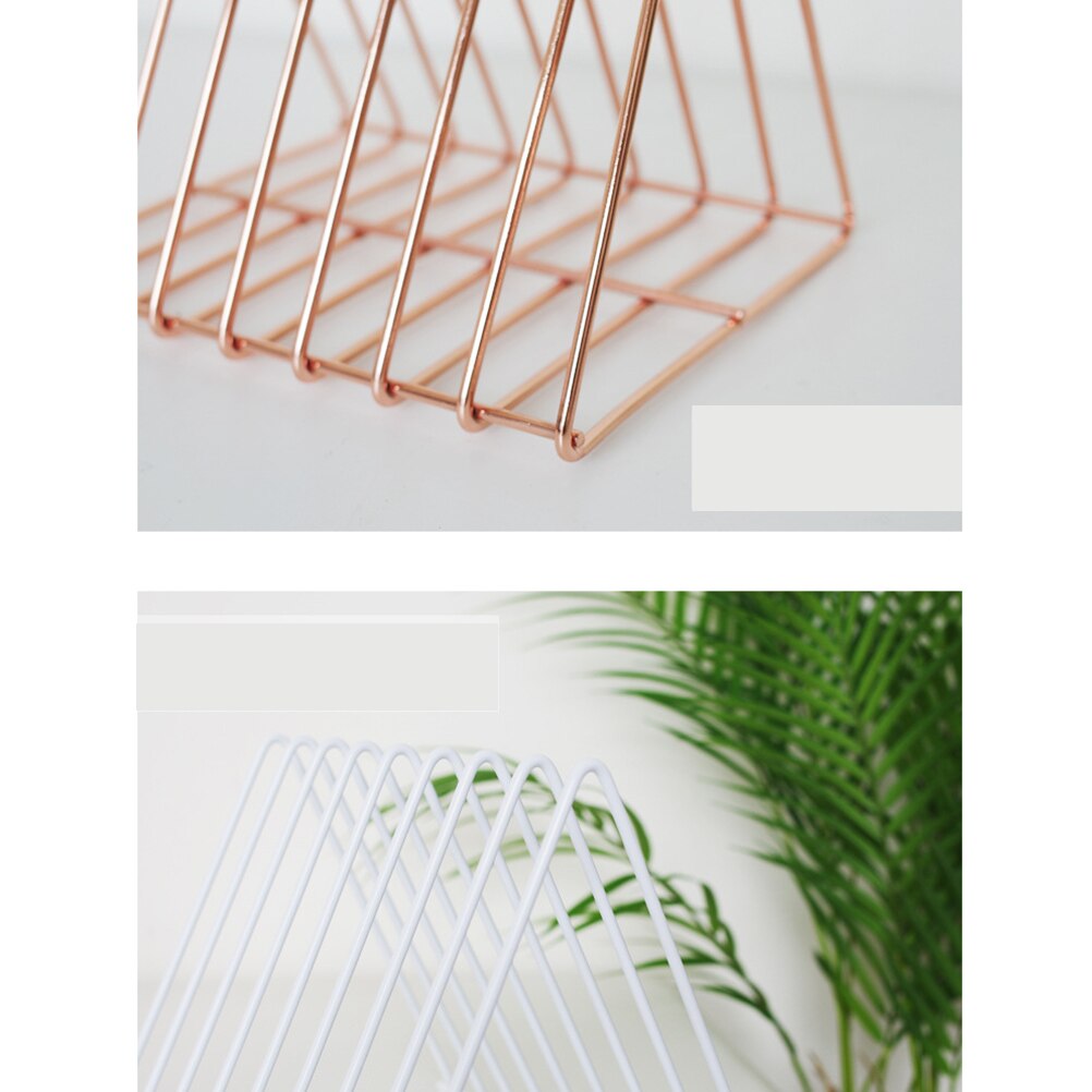 Triangular Book Holder Modern Unique Desktop Metal Wire Bookshelf Book Rack Magazine Rack for Home School Office
