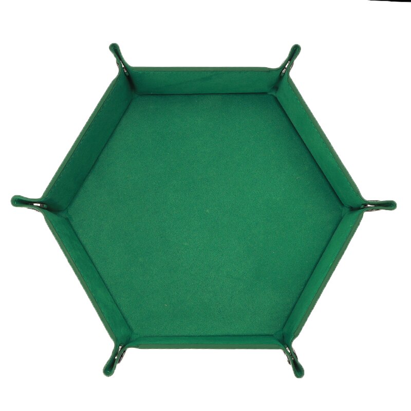 3 cores couro do plutônio dobrável bandeja de dados hexágono caixa de armazenamento de dados mesa placa de jogos caixa de armazenamento de dados clube barra: green