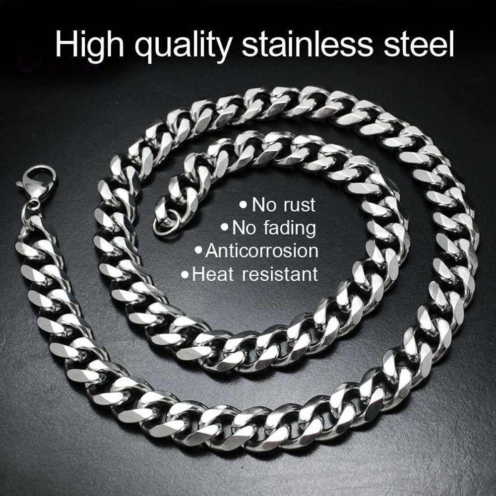 Men's Cuban Link Chain Size 3.6/5/6/7/8/9mm Men's Punk Necklace Stainless Steel Male Jewelry for Men