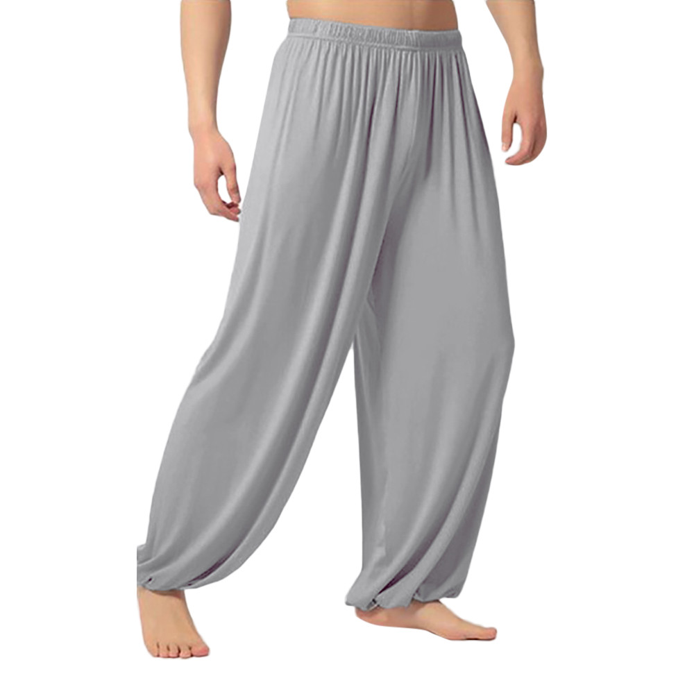 baggy dance Pants Men wide leg pants casual mens trousers solid loose d91121: Gray / L