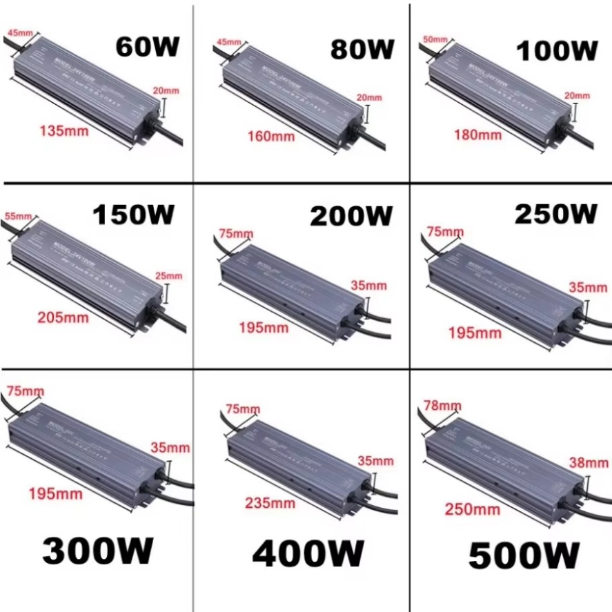 Vandtæt strømforsyning til belysningstransformator  ip67 ip68 ac220v til  dc 12v 24v -driver 100w 200w 300w 400w 500w udendørs adapter