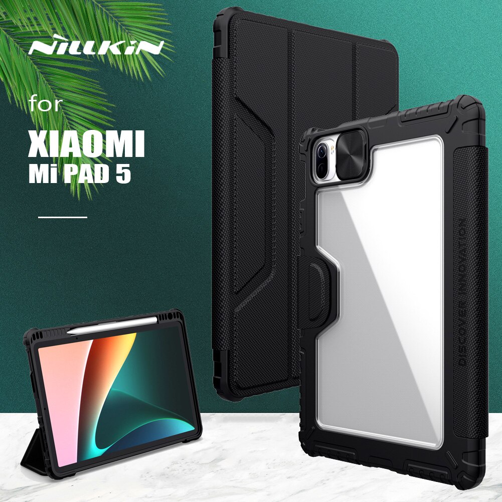Nillkin Armor Bumper Slide Camera Cover Magnetische Volledige Dekking Met Potlood Houder Flip Leather Case Voor Xiaomi Mi Pad 5 5 Pro