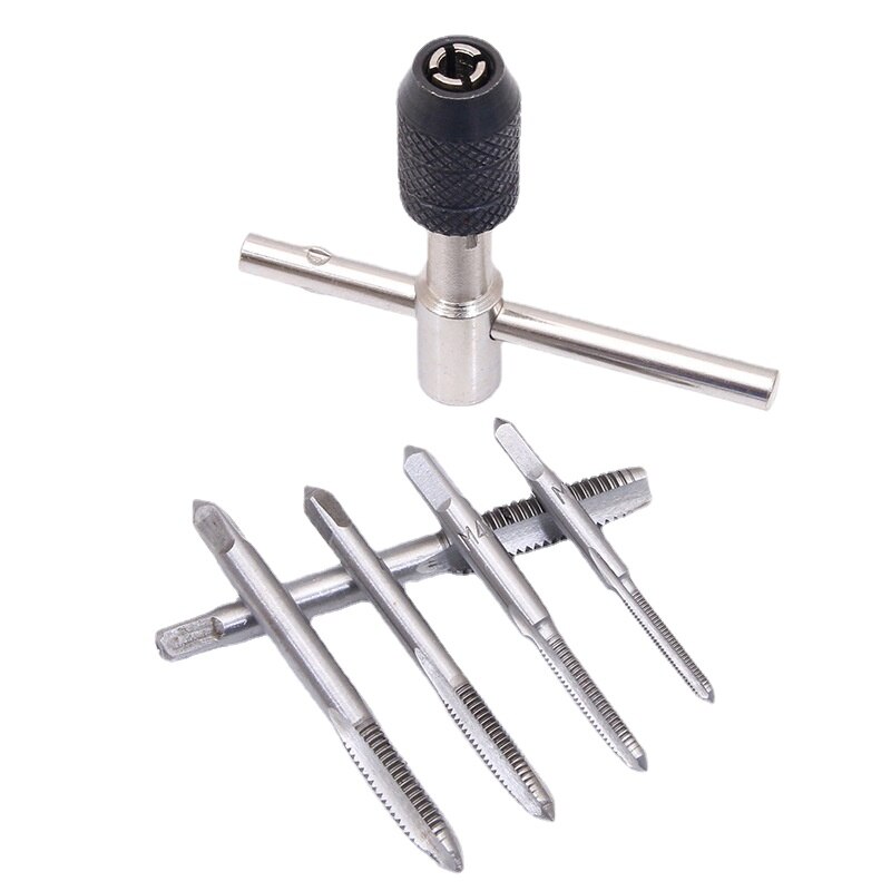 6pcs T Type Hand Screw Thread Taps Drill Kit Screw Thread Tap Twist Bit M3/M4/M5/M6/M8 Tap With Screw Tap Hand Set
