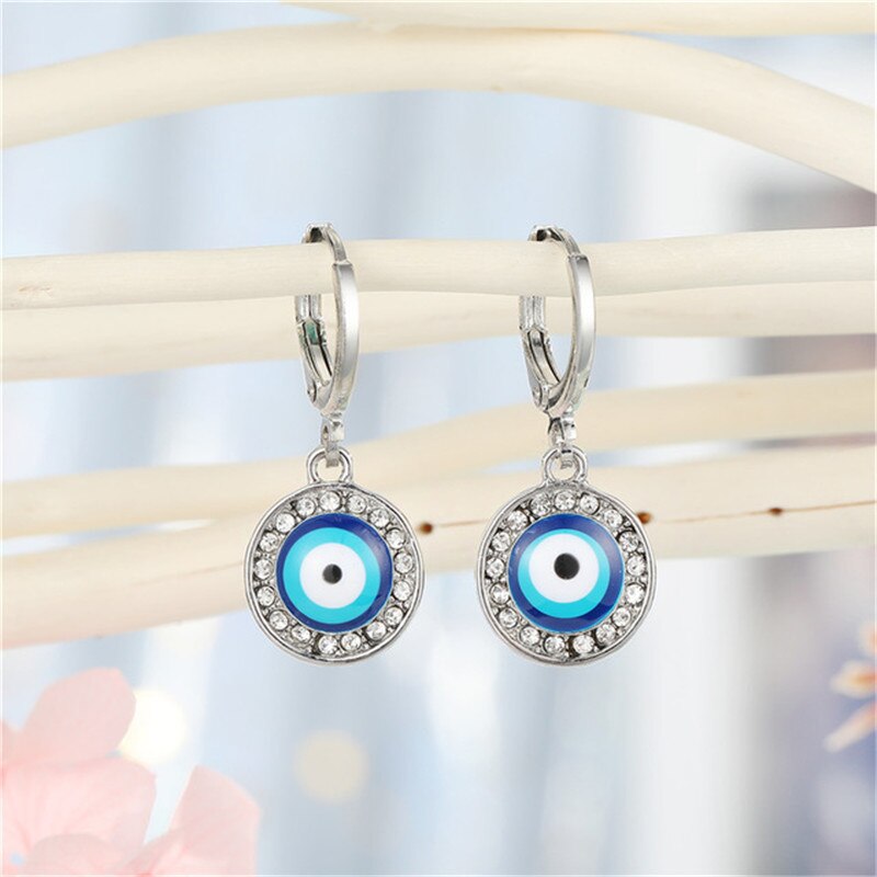 1 Paar Hart Evil Eye Hoepel Oorbellen Voor Vrouwen Sieraden Mode Eenvoudige Shiny Turkse Eye Fatima Hand Geometrische Cirkel oorbellen: Rose Goud Kleur