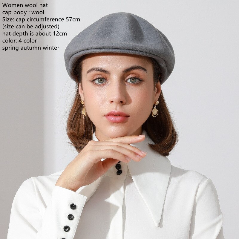 Naizaiga Wol Baret Vrouwen Persoonlijkheid Mode Achthoekige Hoed Tonen Kleine Gezicht Vrouwen Winter Warm Hoeden. RM8