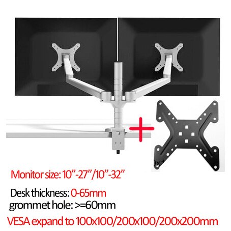 aluminum OA-4S 10-27" Double arm dual screen desktop mount monitor table stand pad desk mount stand monitor bracket shelf: OA-4S-A1
