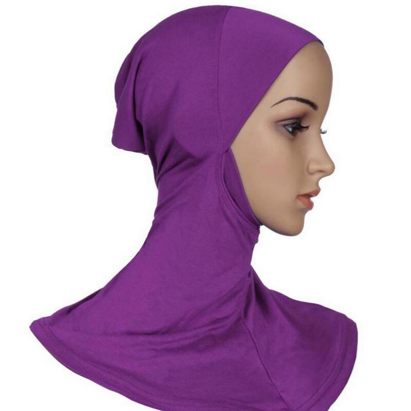 Chapeaux sous-foulard islamique, couvre-chef Hijab de Style classique croisé, couverture complète, doux et extensible, Sport musulman, intérieur: Purple