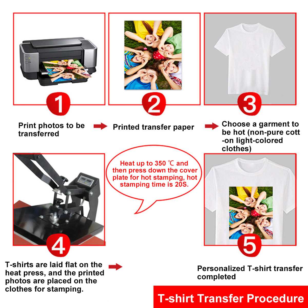 100pcs A4 Heat Transfer Paper for Tshirt Printing... Grandado