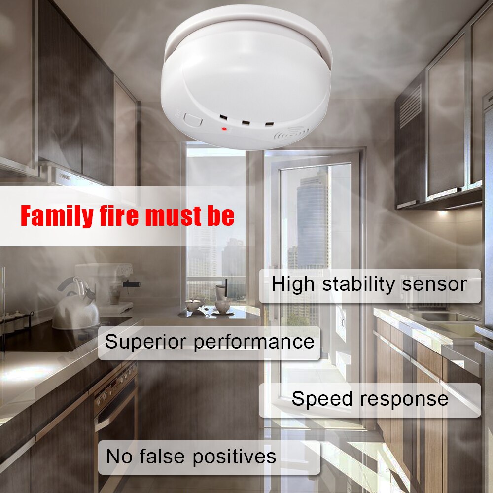 Independent Smoke Detector Standalone Photoelectric Smoke Alarm High Sensitive Alarm System Fire Protection Sensor