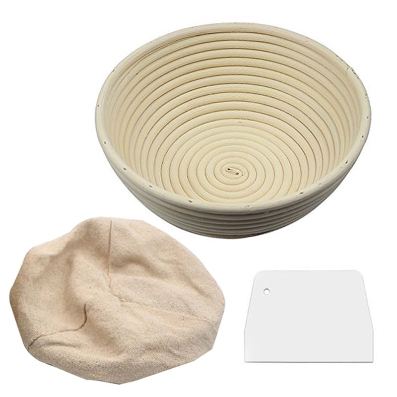 1 ensemble de panier à pain Banneton de 9 pouces avec doublure amovible et grattoir pour boulanger