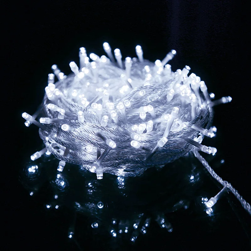 LED Christmas Fairy Lights Waterproof 10M-100M 8 Modes 24V-36V Wedding Party String Decor For Lighting Celebration: Cold White / 21-30W / US PLUG