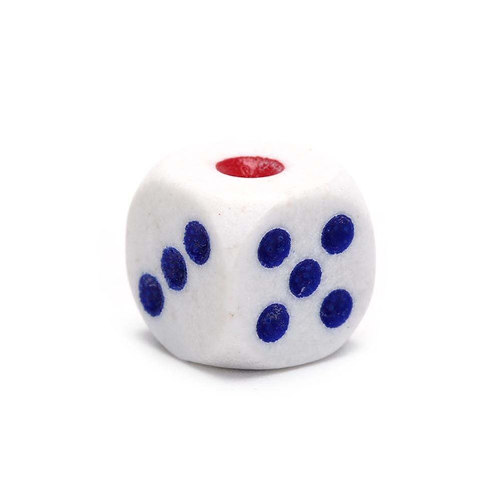 100pcs 10mm Gambling Game Dice White with blue and red dotd Six Sided Spot Dices Poker Chips for ktv pub party