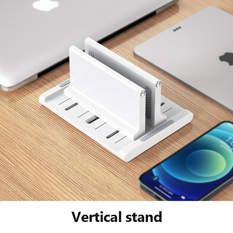 Verticale Verstelbare Laptop Stand Draagbare Notebook Mount Ondersteuning Base Houder Voor Macbook Air Pro Ipad Met Telefoon Tablet Houder: Standard white