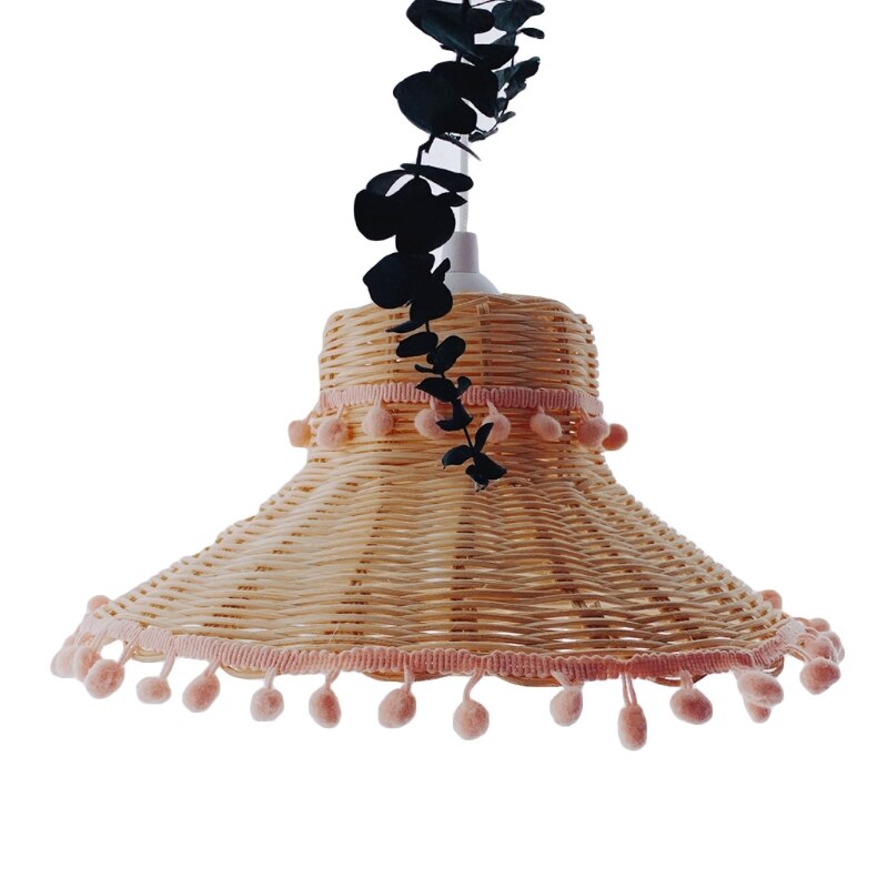 Hand-woven Natural Rattan Lampshade Chandelier Hanging Light Shades for Bedroom Living Room Homestay