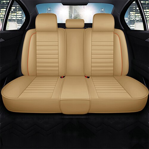 Couverture de Siège de Voiture, en Cuir, Housse d&#39;Accessoires Auto, pour Peugeot 301/307 SW/508/308/206/4007/5008/3008/107, Seat: Beige Rear