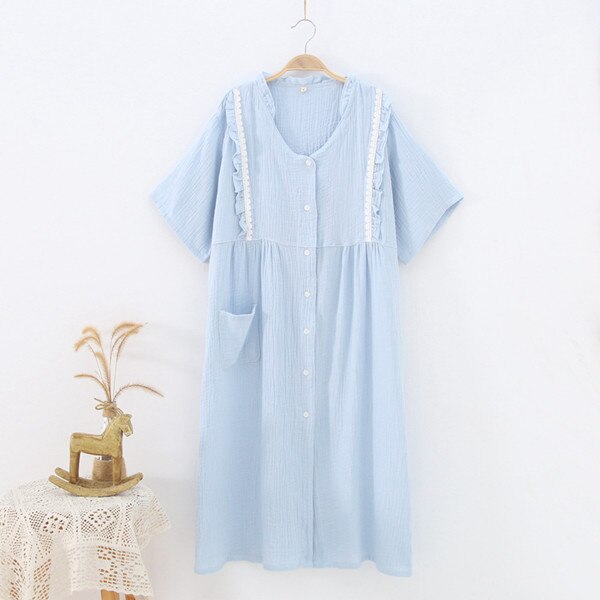 Bresdk borstvoedingsshirt, lang, dames, winter, zwangerschap, lange mouwen, katoen, tweedelige zwangerschapsmode, met borstvoedingsfunctie, nachtkleding voor zwangere vrouwen, Donkerblauw, L