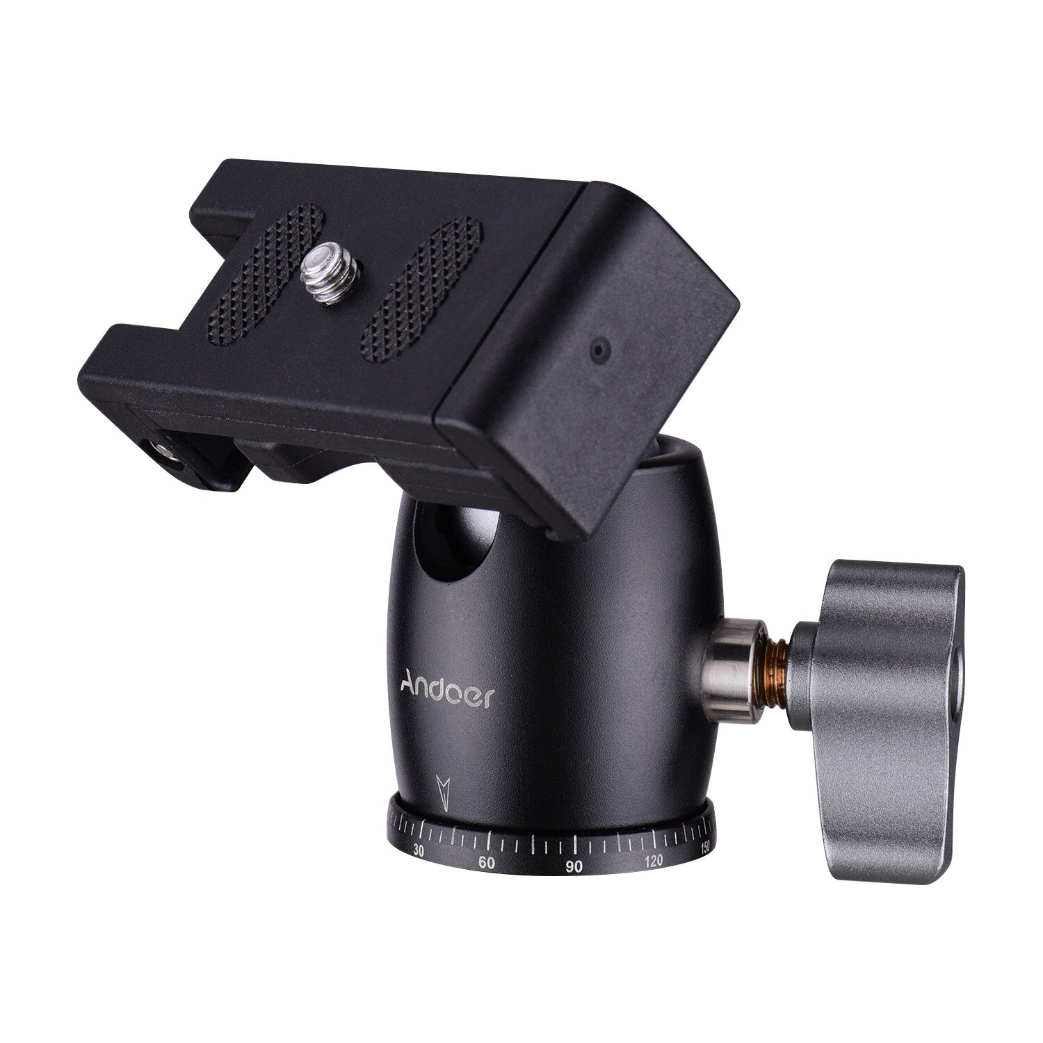 Andoer Statief Camera Ball Head 360 ° Swivel Roterende Met Telefoon Klem 1/4 Schroef 3/8 Montage Voor Camera Smartphones Bal hoofd