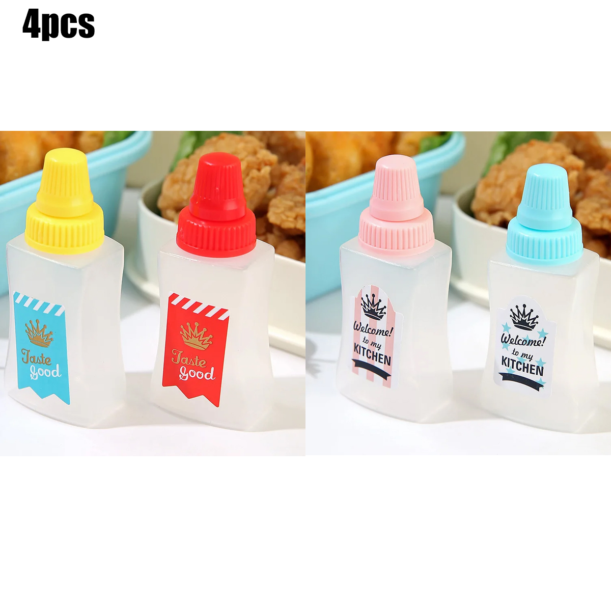 Lunch Bento Soy Sauce Box Container with Dropper Cute Plastic Condiment Dispenser Mini Salad Tomato Sauce Bottle: Gold