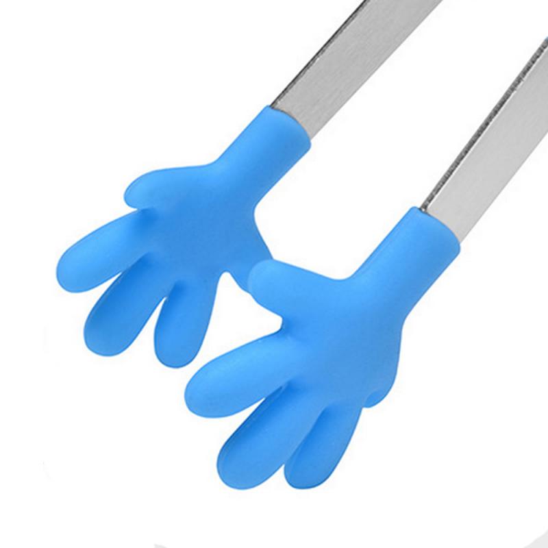 Hoomin Salade Serveren Bbq Tang Rvs Handvat Gebruiksvoorwerp Creatieve Hand Shape Keuken Koken Gereedschap Mini Siliconen Voedsel Clip