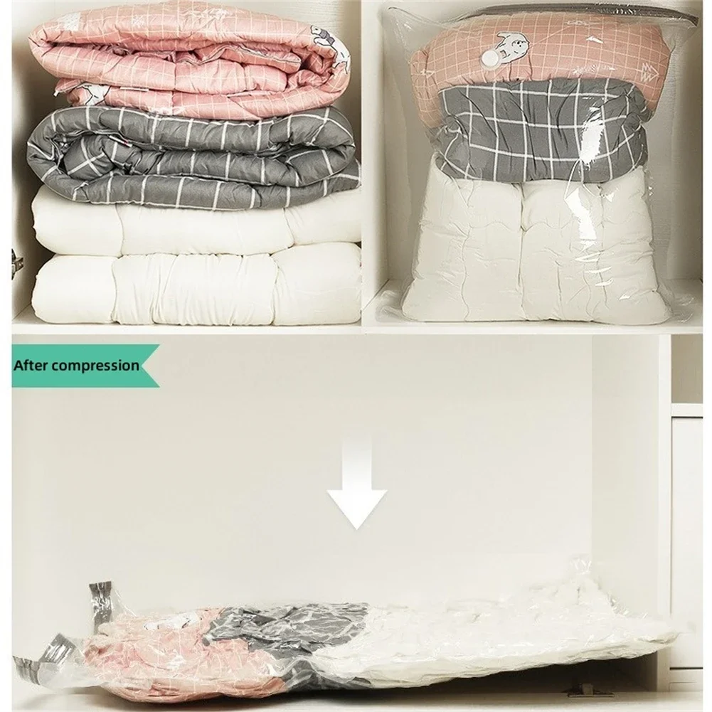 Pet + Pe Transparante Vacuümzak Opvouwbare Gecomprimeerde Ruimtebesparende Kleding Opbergzak 8 Draad Huishoudelijke Vacuümzak