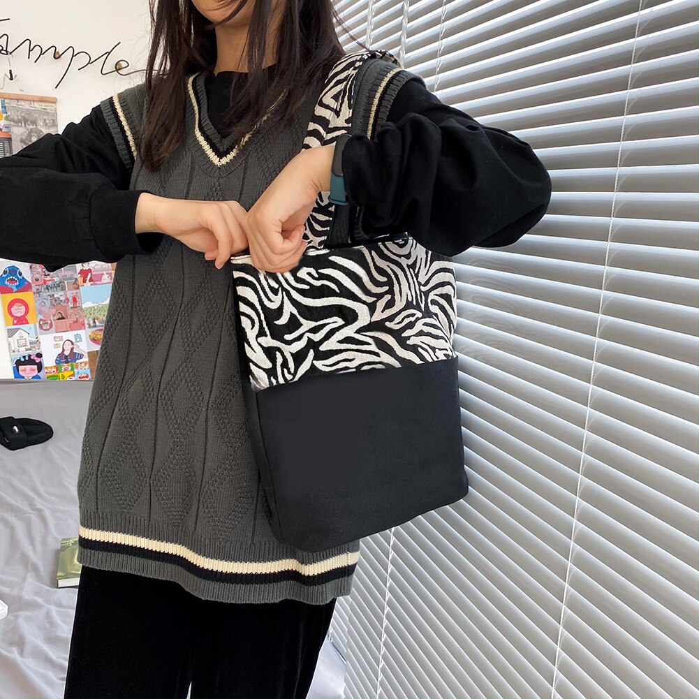 neue Leinwand Schulter Taschen Für Frauen Kontrast Farbe Leopard aufbringen Handtasche Weibliche lässig Tote Taschen Täglichen Einkaufstasche