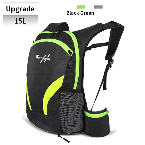ovest bicicletta 10L sport Zaini Bici Pieghevole Borsa Da Viaggio Sacchetto di Alpinismo Delle Donne Degli Uomini Zaino Tenere Riciclaggio Della Bicicletta Del Sacchetto di Acqua: Upgraded verde 15L