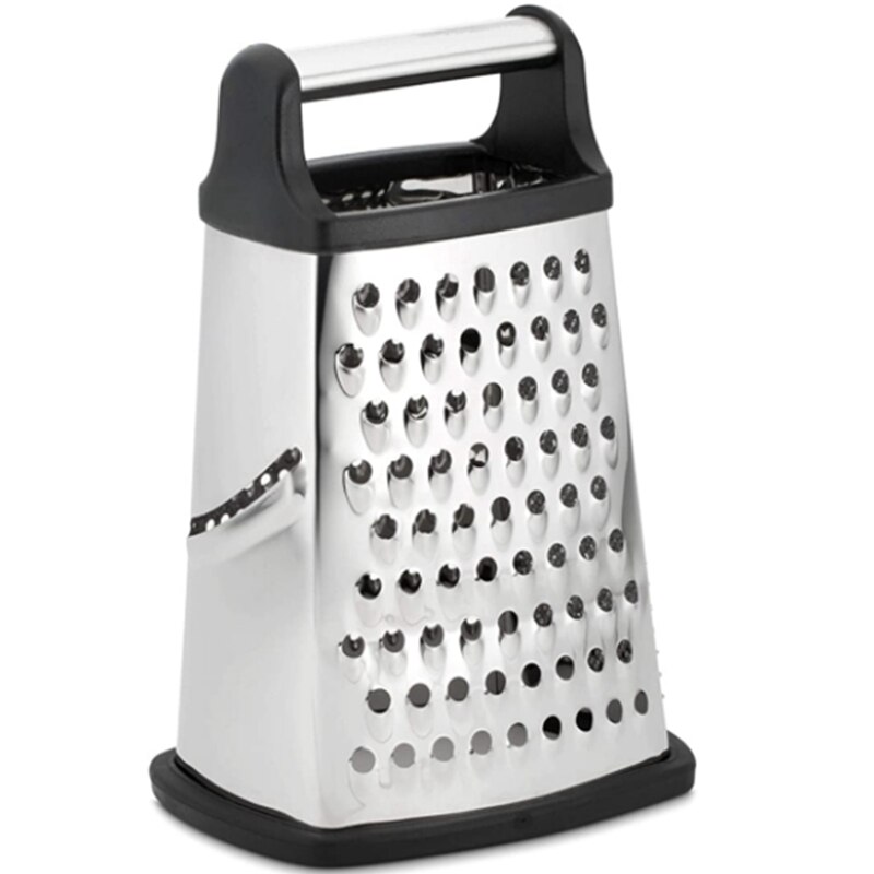 Box Grater, Stainless Steel with 4 Sides, Best for Parmesan Cheese, Vegetables, Ginger, Black: Default Title