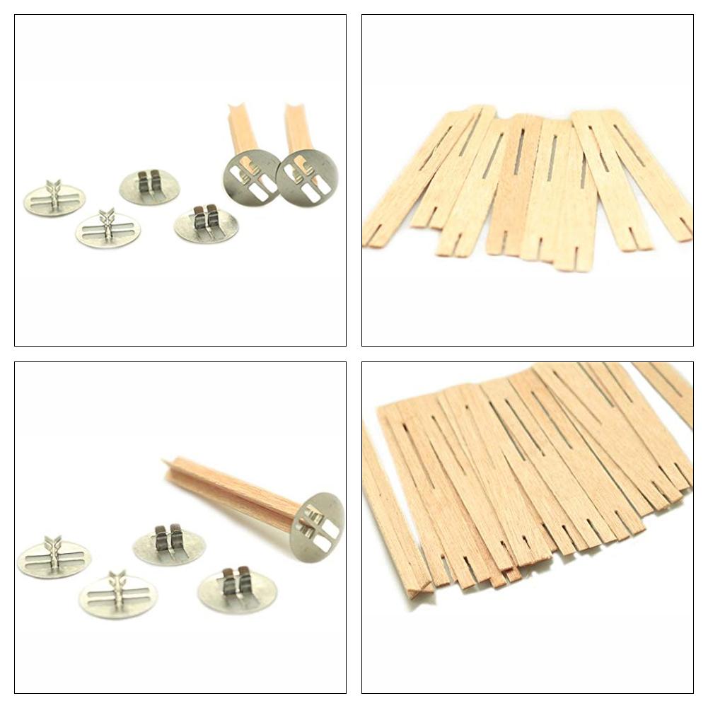 50Pcs Cross Wooden Candle Wicks Natural Candle Cores with Metal Base for Candle Making DIY Craft