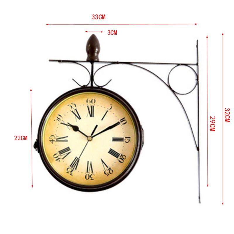 Reloj de pared de doble cara de estilo europeo, relojes clásicos creativos, Monochrom