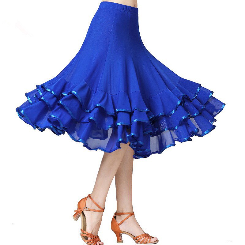 Women Solid Mesh Modern Ballroom Dance Skirt Ballroom Dance Competition Dresses Dance Training Practice Wear