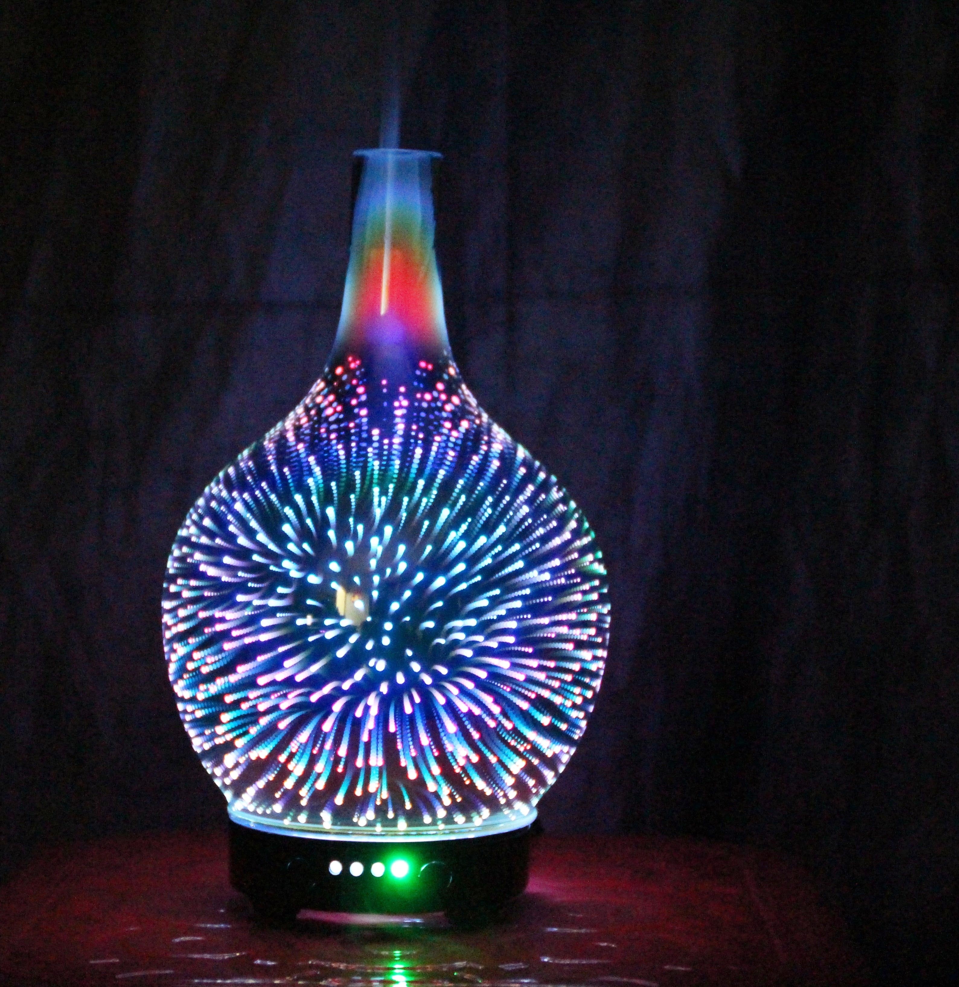 7 Color Light 3D Glass Vase Aromatherapy Essential Oil Aroma Diffuser Changing and Waterless Auto Shut-off Cool Mist Humidifier
