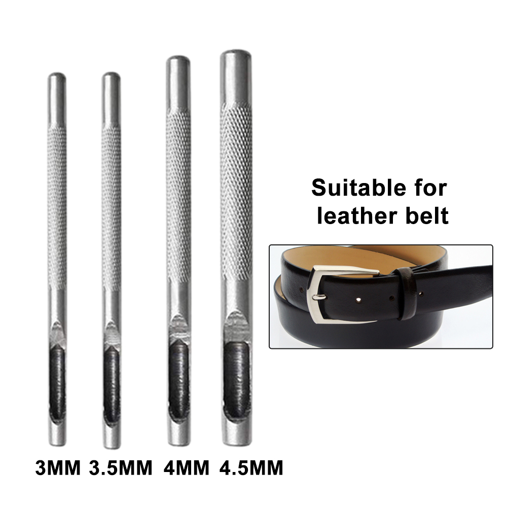 Round Leather Shape Hole Punch Kit Belt Hollow DIY Punch Set Metal Cutter Tool 1-10MM for Watch Band Craft Clothing Canva Paper: 3   3.5  4  4.5mm