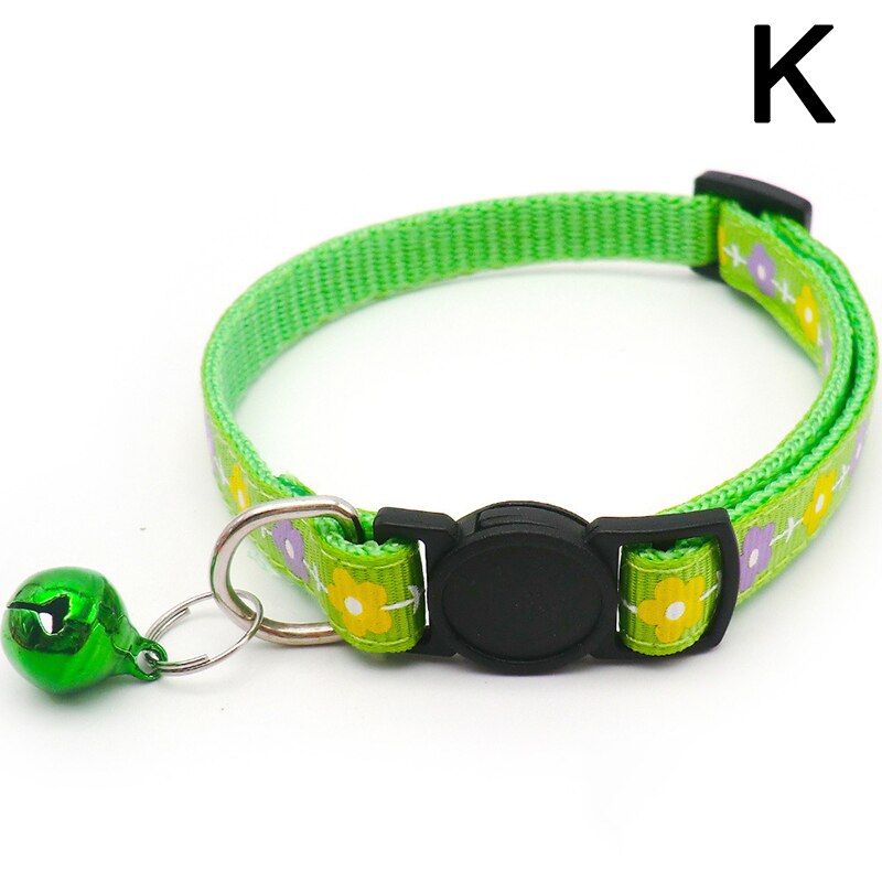Collier réglable pour chien et chat, imprimé de fleurs, avec cloche, boucle de sécurité universelle, accessoire pour animaux de compagnie, nouveauté: K