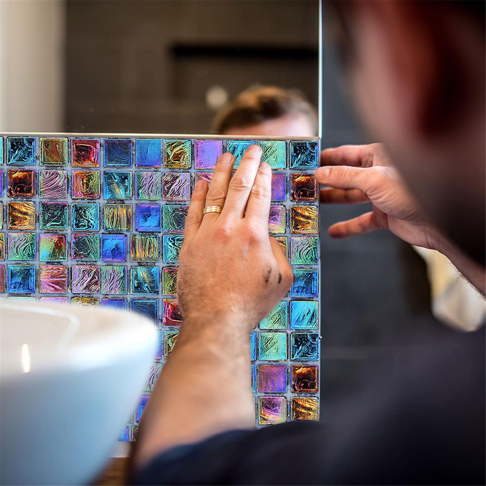 18Pcs 3D Matte Sticker Lovertjes Mozaïek Waterdichte Antislip Tegel Decoratie Film Voor Tegels/Floor In Keuken badkamer Pvc Muurschildering