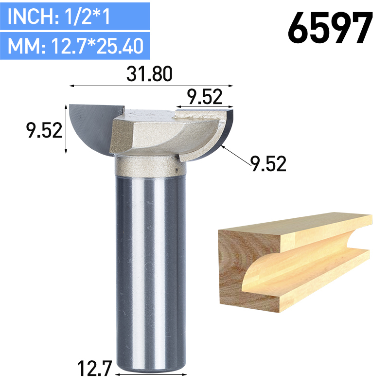 HUHAO 1pc 1/4" 1/2" Shank Cove Bit With Bearing Woodworking Tool 2 Flute Trimming Router Bits For Wood Endmill Milling Cutter: 6597
