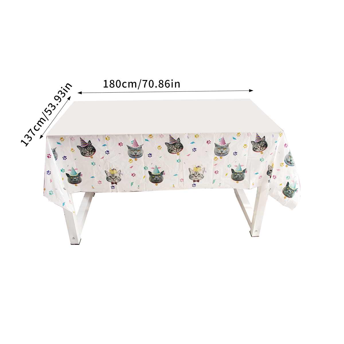 Decoración de de cumpleaños para gatos, pancarta de papel, plato, taza, adorno para pastel, juego de vajilla desechable, suministros para fiestas temáticas de gatos para niños: Amarillo claro