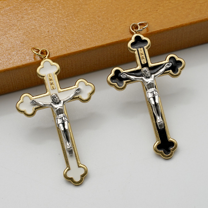 5.5Cm Legering Kruis Hanger Rosarios Catolicos Accessoires Religieuze Sieraden Cruz Borstvinnen Articulos Religiosos Catolico Kruisen