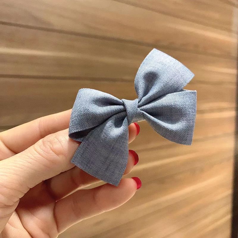 Pinzas para el pelo para niña pequeña, lazos con flor de colores, horquilla para niña pequeña, accesorios para el cabello para bebé, , 1 Uds.: denim blue