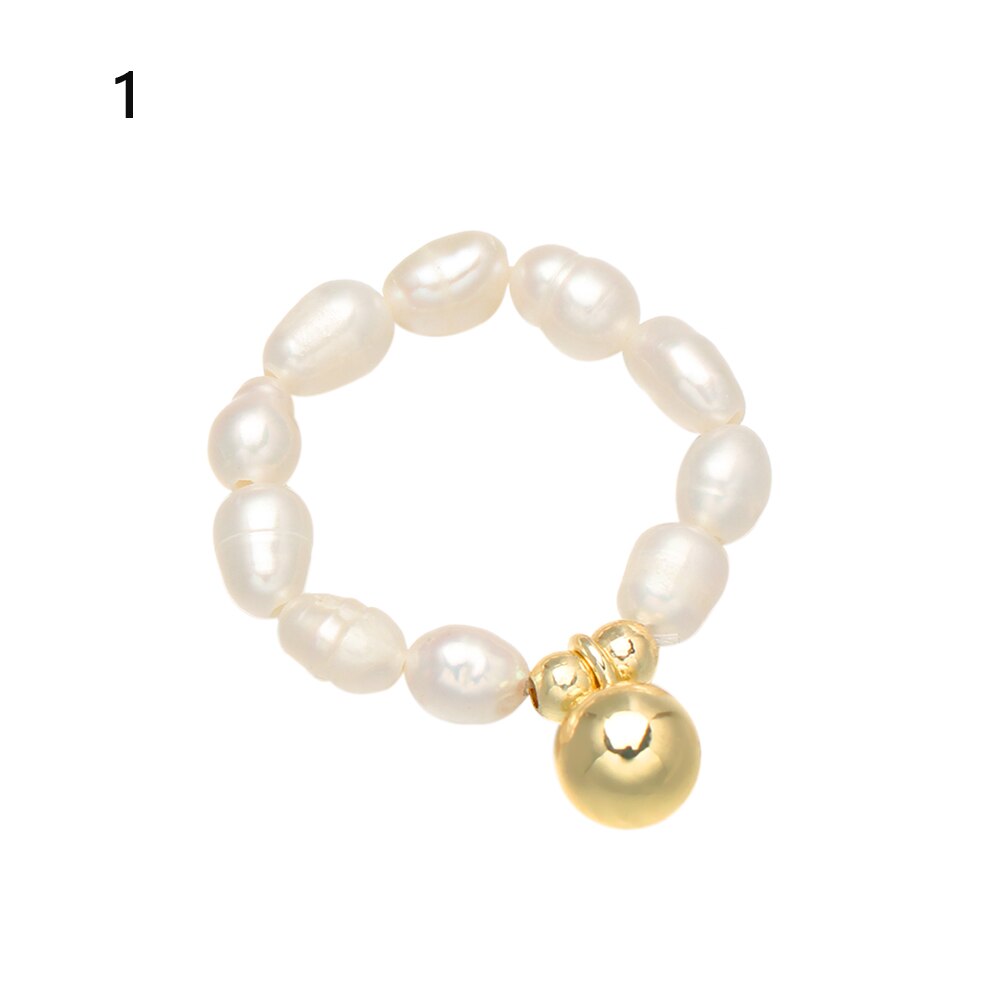1Pc Natürliche Süßwasser Perle Finger Ring Minimalistischen Party Schmuck Kreis minimalistisch Party Quaste Ring Neue: 1