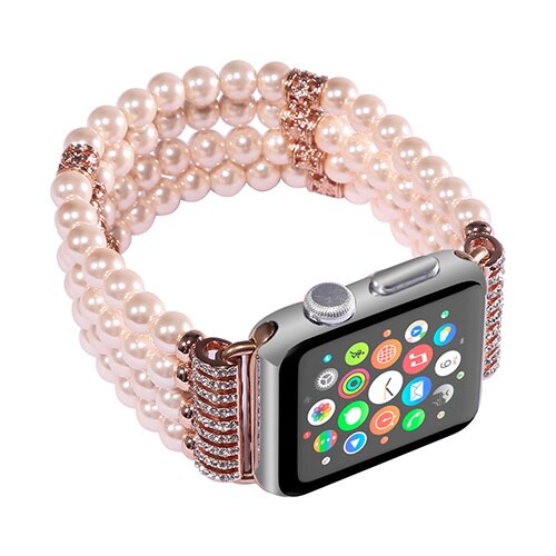Strap Voor Apple Horloge Band 42Mm 44Mm 40Mm 38Mm 41Mm 45Mm Kleurrijke Comfortabele Handgemaakte parel Band Voor Iwatch Serie 7/Se/6/5/4/3: pink / for 42mm 44mm 45mm