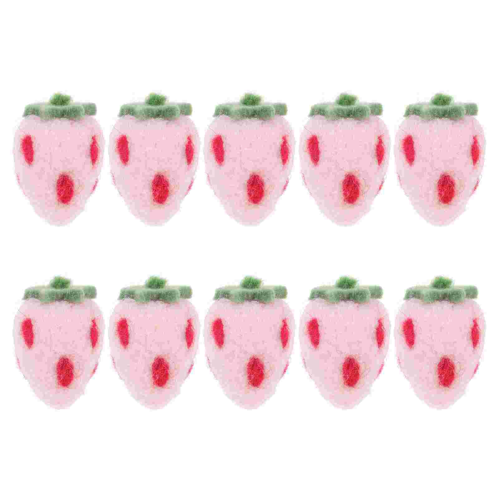 Fresa de fieltro de lana Adorable reutilizable, hecha a mano, duradera, decorativa, 10 piezas: Pink