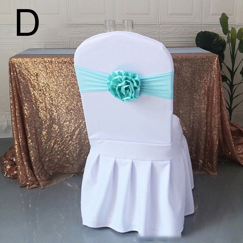 Elastische Polyester Stoel Band Bow Sash Stretch Stoel Sjerp Band Met Grote Bloem Voor Banket Hotel Bruiloft Verjaardag Party Decoratio: D
