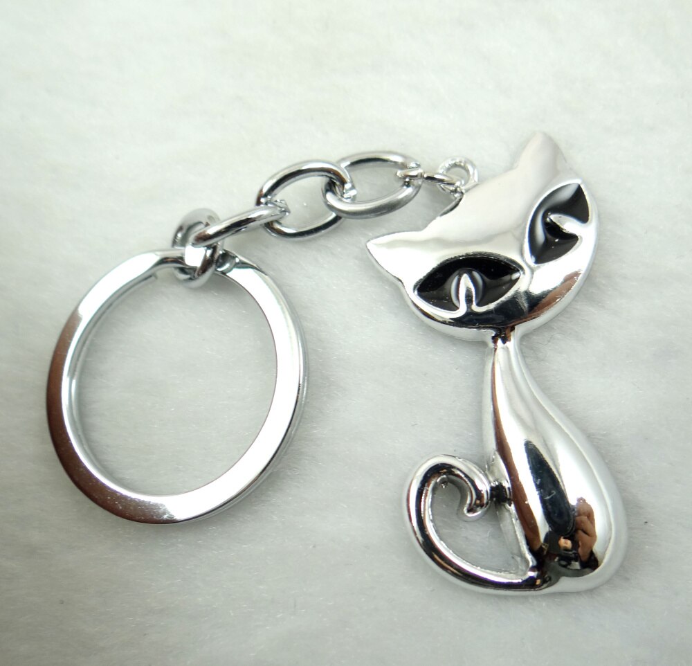 Mode Creatieve Legering Sleutelhanger Ring Sleutelhanger Zilveren Catpendants Tool Mannen Auto Accessoires 1 Pc